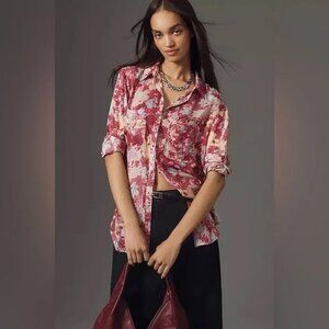Pilcro Anthropologie Floral Romy Relaxed Button Down Shirt, Size XS